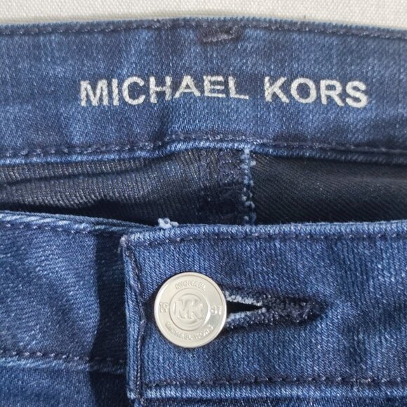 Michael Kors Jeans High Rise Flare women's size 14 dark washed indigo blue - Picture 6 of 13